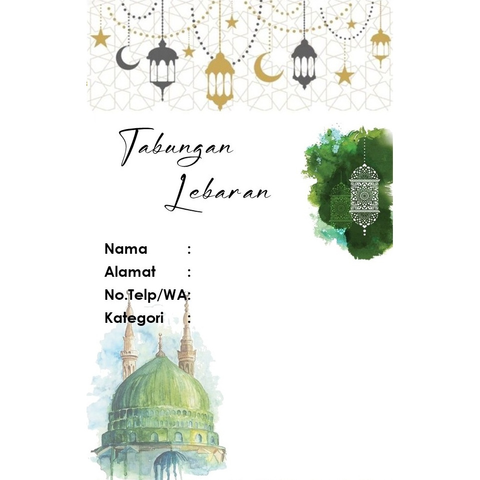 

ES88 TABUNGAN LEBARAN MOTIF LAMPION MASJID HIJAU UK 21X16 LIPAT2 CETAK BOLAK BALIK