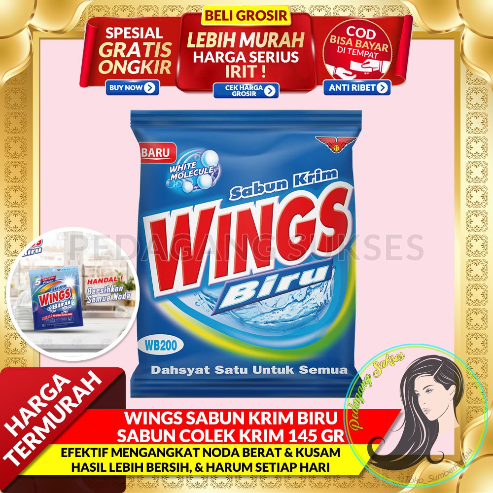 GROSIR PASTI MURAH WINGS SABUN KRIM BIRU Sabun Colek  Krim Wings Biru 145 GR | Sabun Krim Detergent 