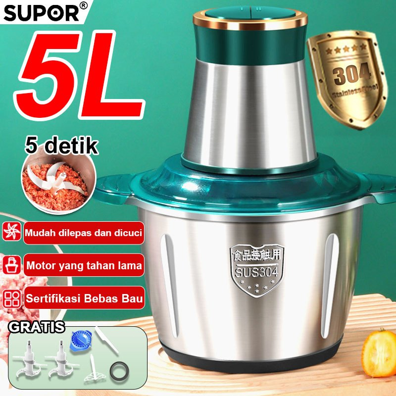 Bangpredi89 - Blender Daging 5L Stainless Steel SUS304 Penggiling Daging Elektrik Multifungsi