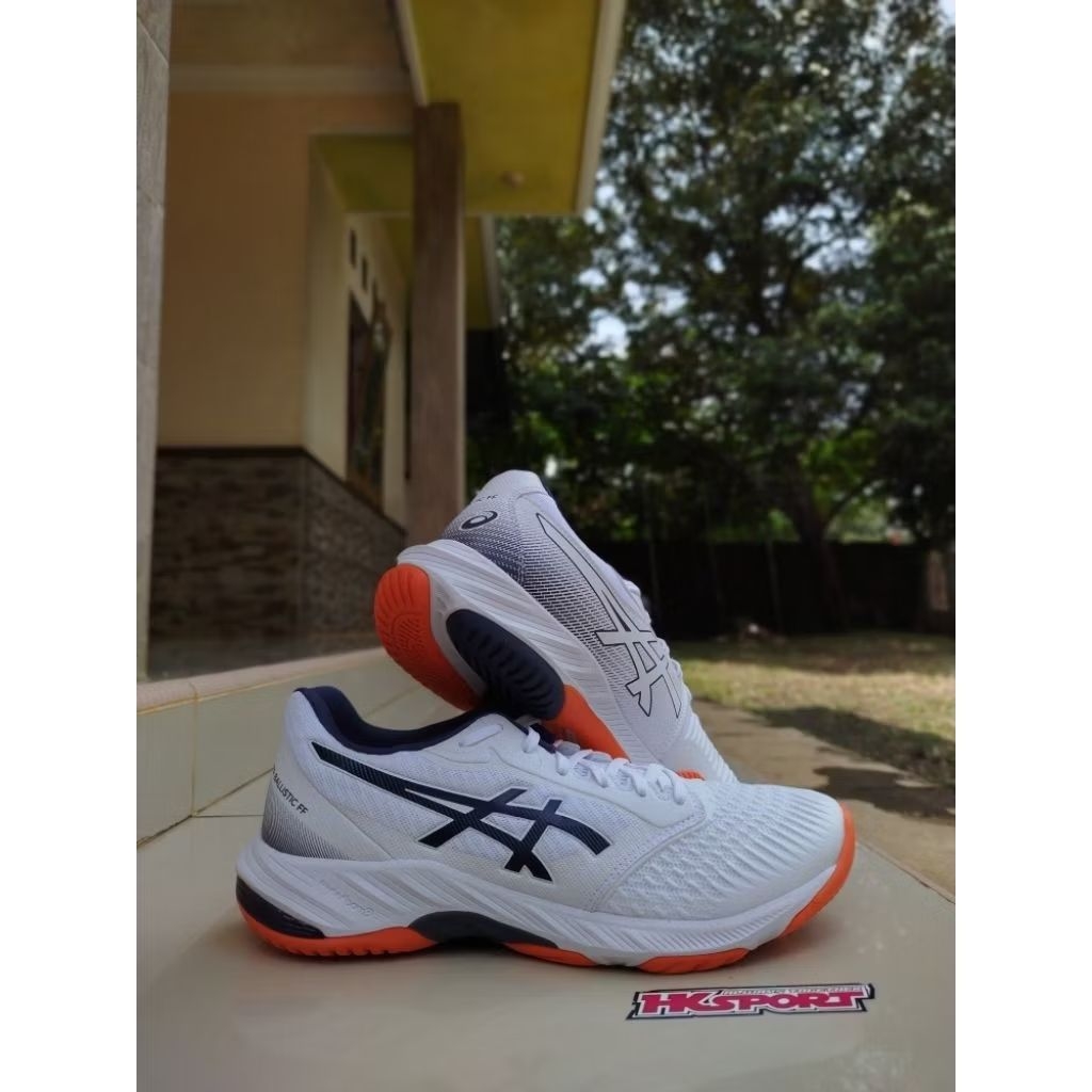 Sepatu Voli Volly Asics NETBURNER BALLISTIC FF 3 WHITE / INDIGO FOG ORIGINAL