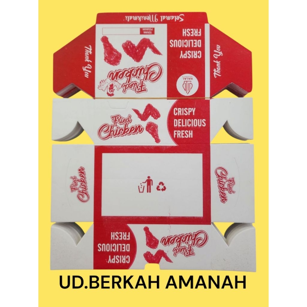 

kemasan box fried chicken/kardus box fried chicken/kertas fried chicken