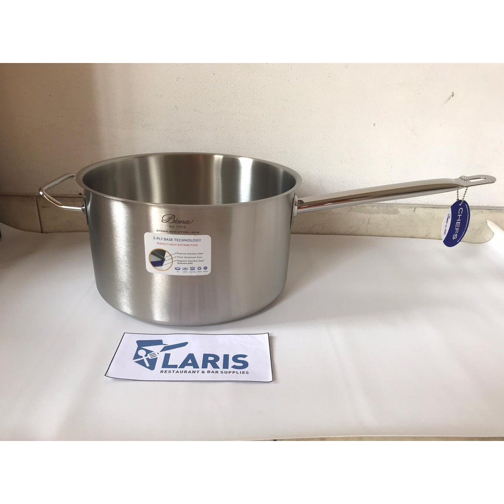 Bima Chef Deep Sauce Pan 28cm 9,8 Liter (Tanpa Tutup) / Panci Bima Stainless Bahan Tebal Berkualitas