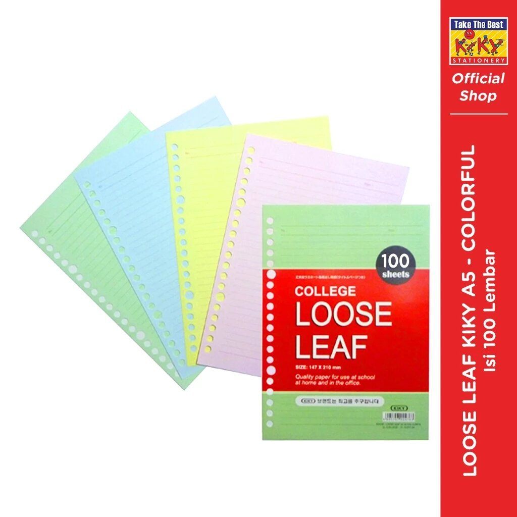 

KIKY Loose Leaf Colorfull / Loose Leaf Warna Ukuran A5 Isi 100 Lembar