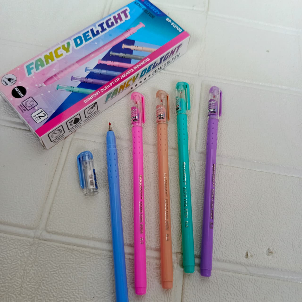 

(1PACK=12PCS) Bolpen / Pulpen / Pen Fancy Delight Squeezy SQ-108