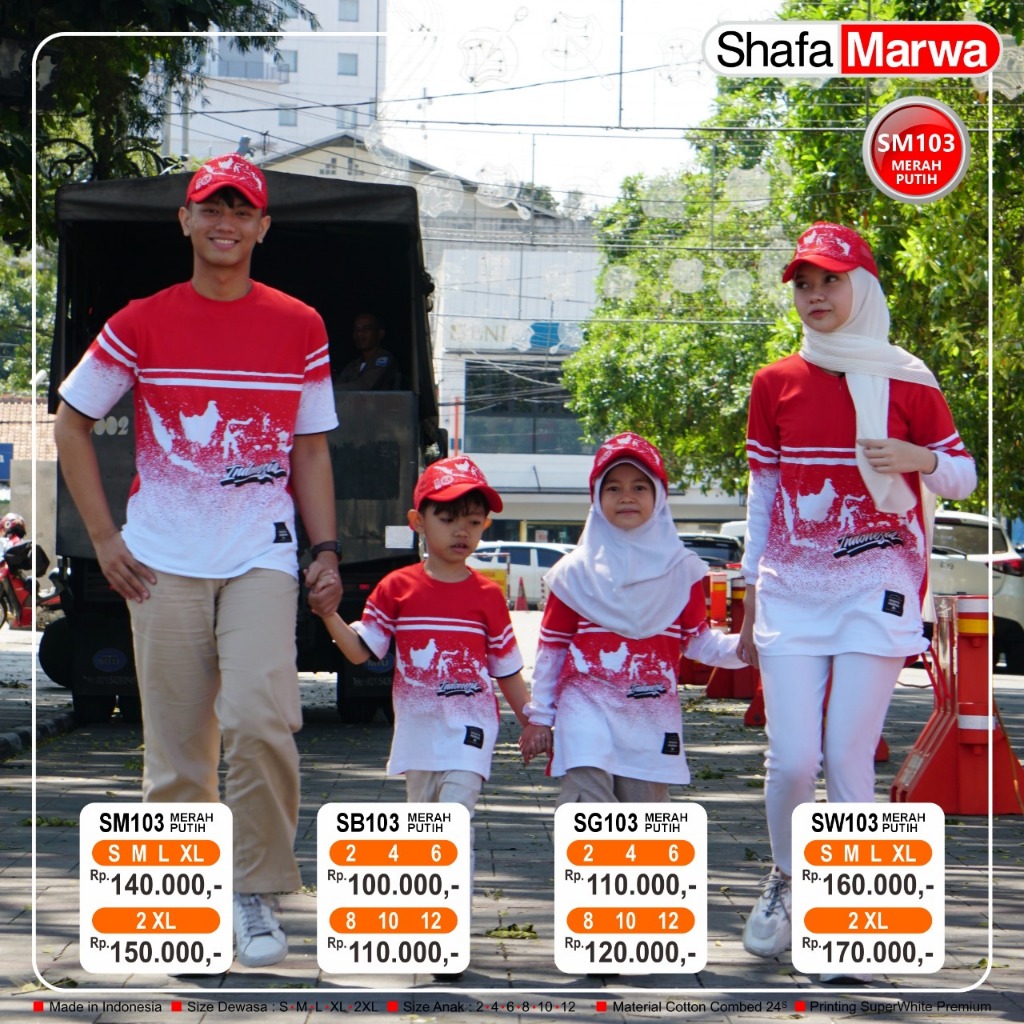 NEW KOLEKSI SARIMBIT SHAFA MARWA AGUSTUSAN SM103 MERAH PUTIH