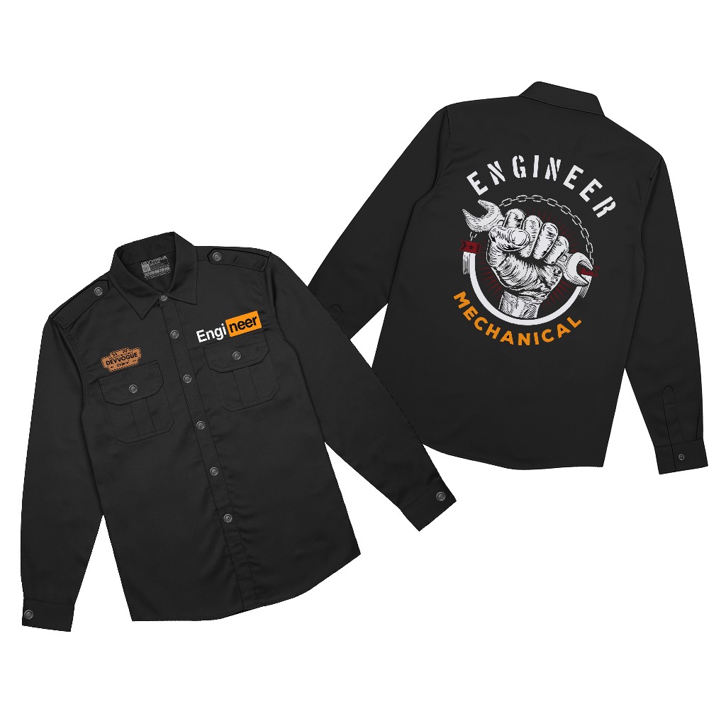 Devvogue Workshirt Pria Engineer Hand Pdh Lengan Panjang Bahan American Drill