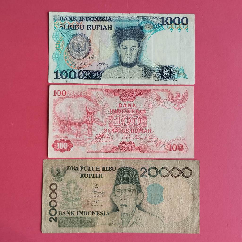 Uang Kuno Kertas Rp 1000, Rp 100 Dan Rp 20000 UK 025