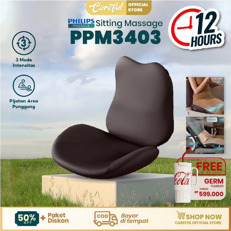 Philips PPM3403 Massager Pillow Bantal Kursi Pijat Punggung Vibration Massage