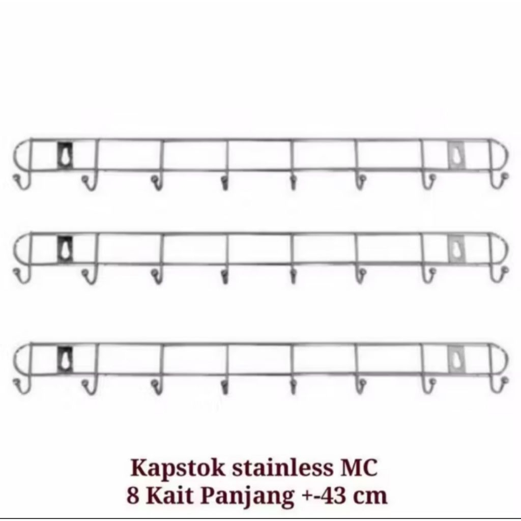 Gantungan Besi Stainless | Kapstok Besi | Gantungan Baju 8 Kaitan