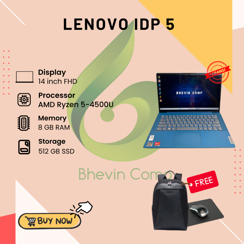 LENOVO IDP 5 AMD RYZEN 5-4500U RAM 8GB SSD 512GB
