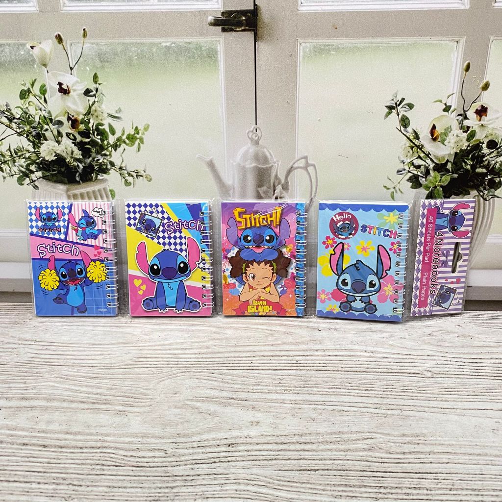 

Buku Binder Spiral Gambar Stitch Lucu Isi 4pcs NoteBook A7 Monster Biru Bisa COD