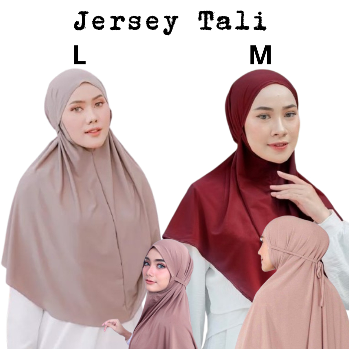 HIJAB INSTAN JERSEY TALI SIZE L & M/JILBAB BERGO JERSEY TALI L/M/BERGO TALI JERSEY