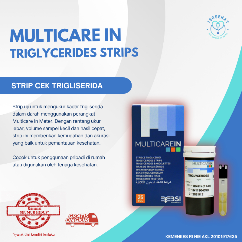 Strip Tes Alat Ukur Trigliserida MULTICAREIN isi 25 pcs/bok