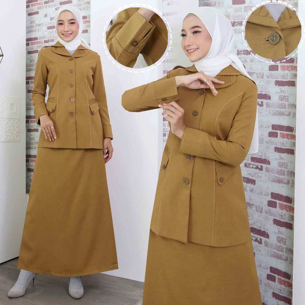 Blazer PDH PNS ASN Seragam PNS Pemda Baju Dinas Setelan Jas PDH Wanita - 7010 Pemda Tua