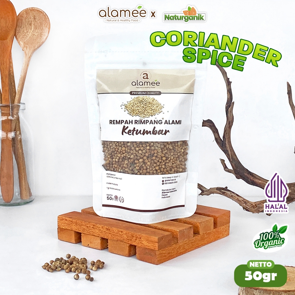 

ALAMEE Ketumbar Organik Coriander Seed Biji Utuh Rempah Rimpang Alami Spice 50gr Naturganik