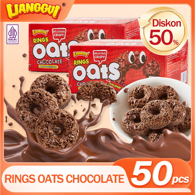 

‌Lianggui - Biskuit Oat coklat Ring Halal, Cemilan Sehat & Sarapan Bergizi Keluarga (Snack Renyah)‌