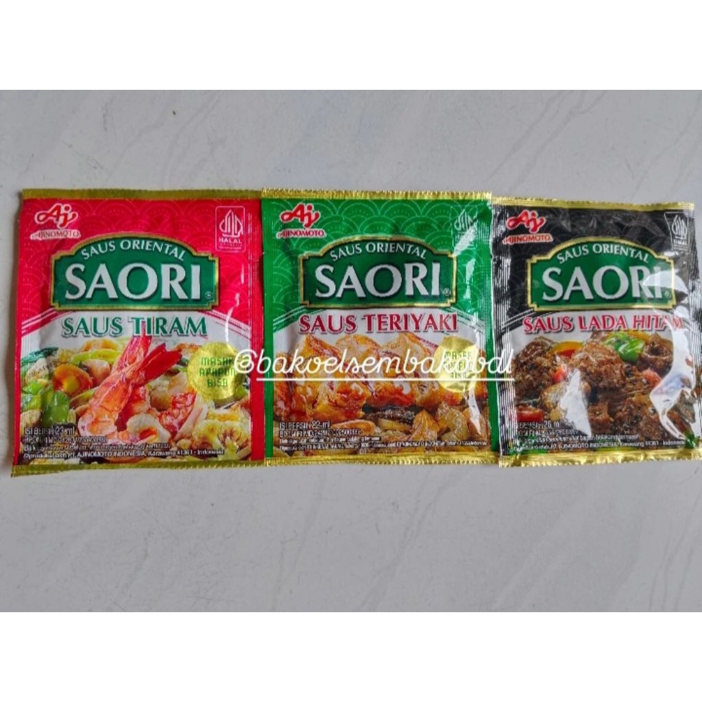 

SAORI Paket 5bks SAUS TIRAM | SAUS TERIYAKI | SAUS LADA HITAM KEMASAN SACHET 23ML