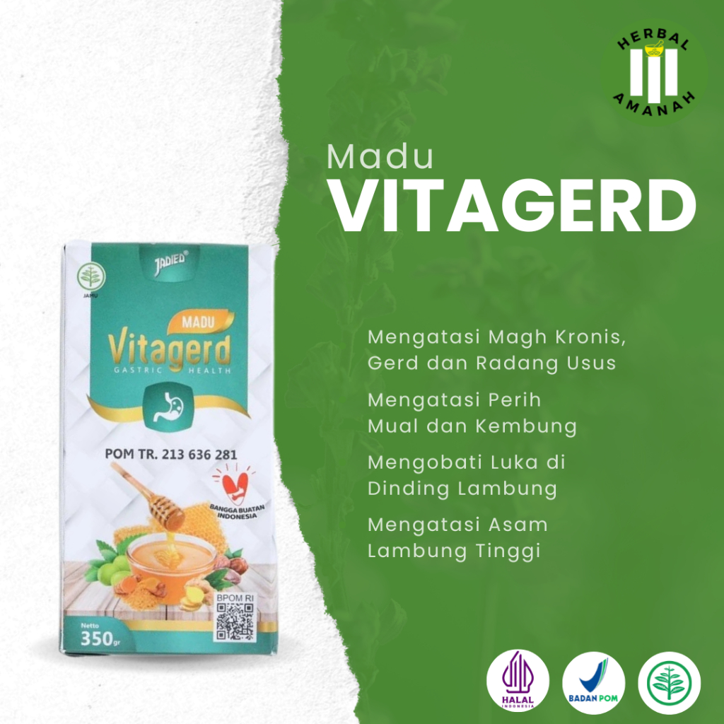 MADU VITAGERD ASLI Obat Herbal Original  Atasi Asam Lambung Maag Anxiety dan GERD PER 2BOTOL