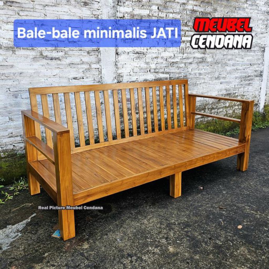 bangku bale bale minimalis , bale bale kayu jati minimalis , kursi teras bale bale

