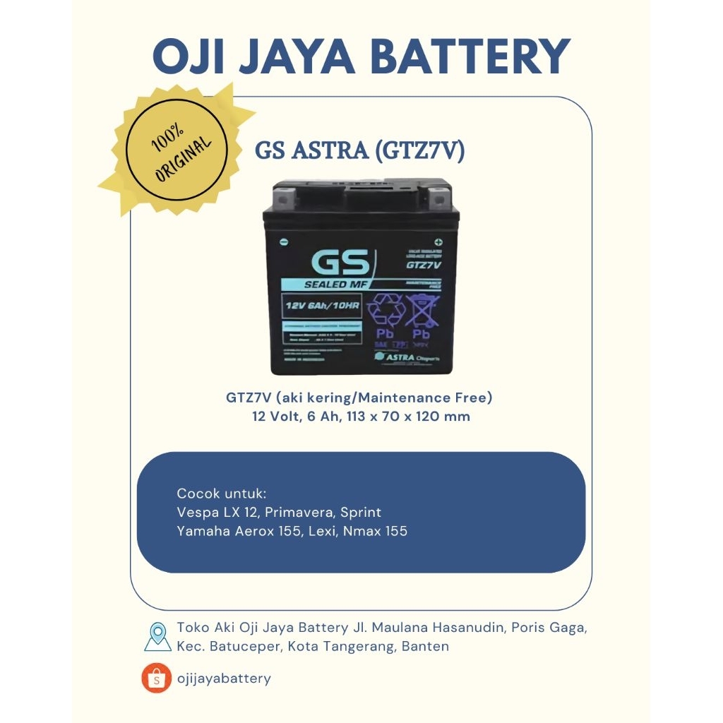 Aki Motor GS Astra GTZ7V Original