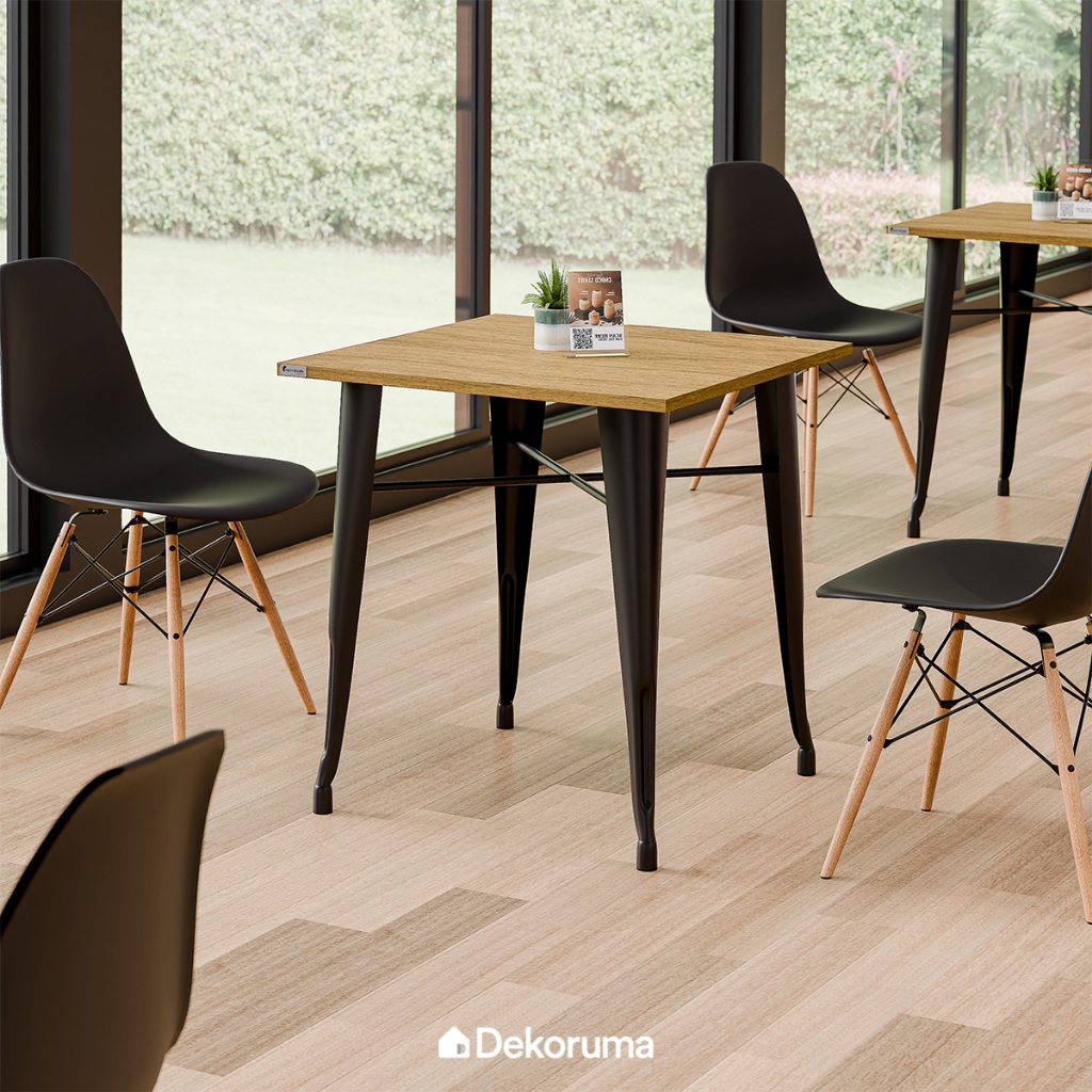 Dekoruma CHESTER Meja Barstool Minimalis 70x70CM/ Cafe Table Top Kayu New London Elm - Cokelat