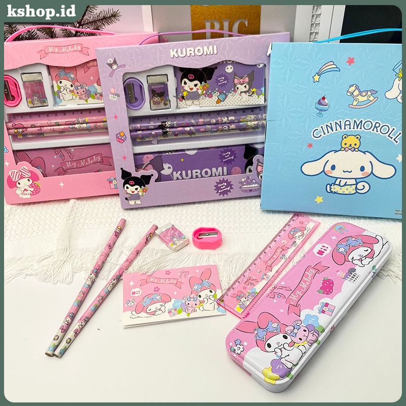 

Stationery Set 7 In 1 Isi Pensil Buku Mini Penggaris Rautan Penghapus Dan Kotak Pensil