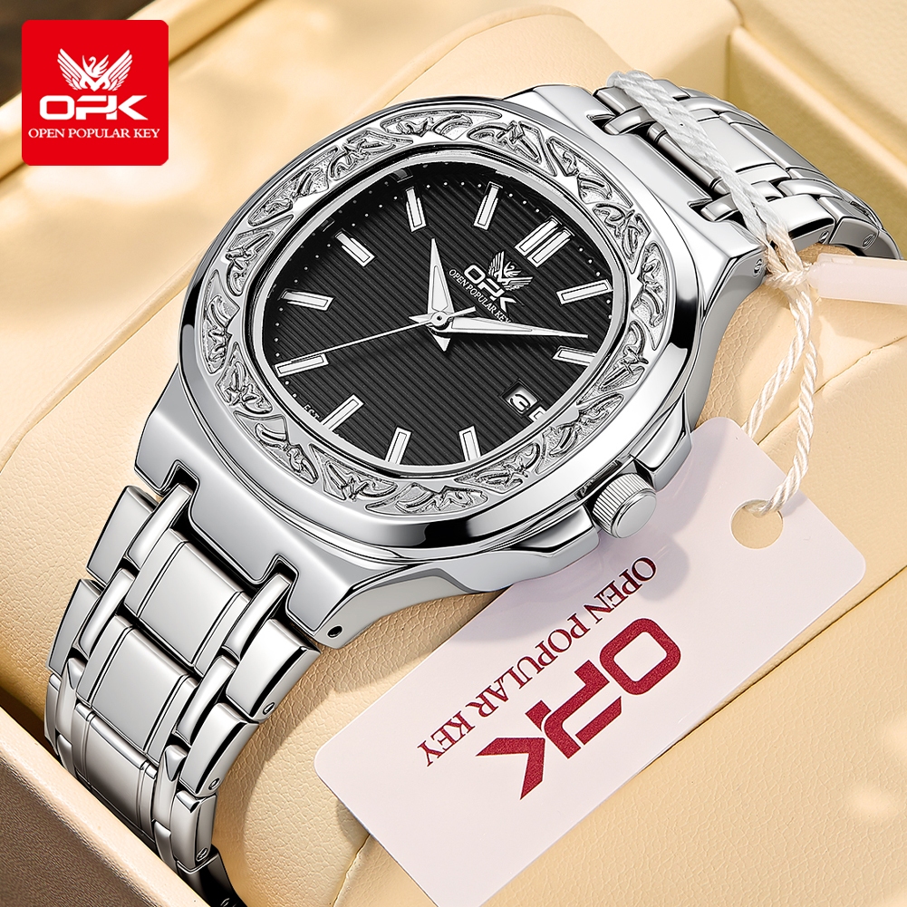 OPK 8145 Jam Tangan Pria Anti Air Mewah Keren Original Cowok Fashion Bisnis Aesthetic Kalender Tahan