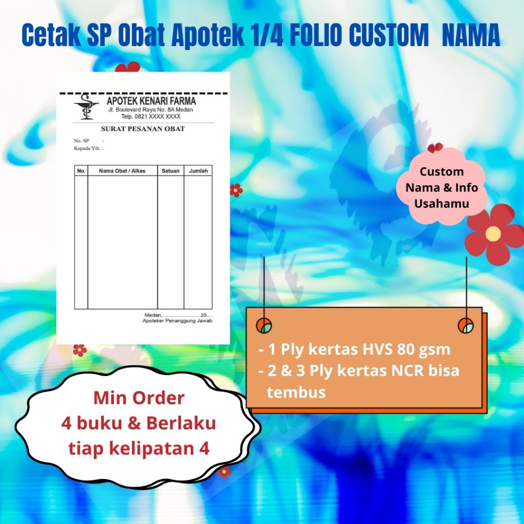 

Cetak SP Obat Apotek Custom Nama 1/4 Folio