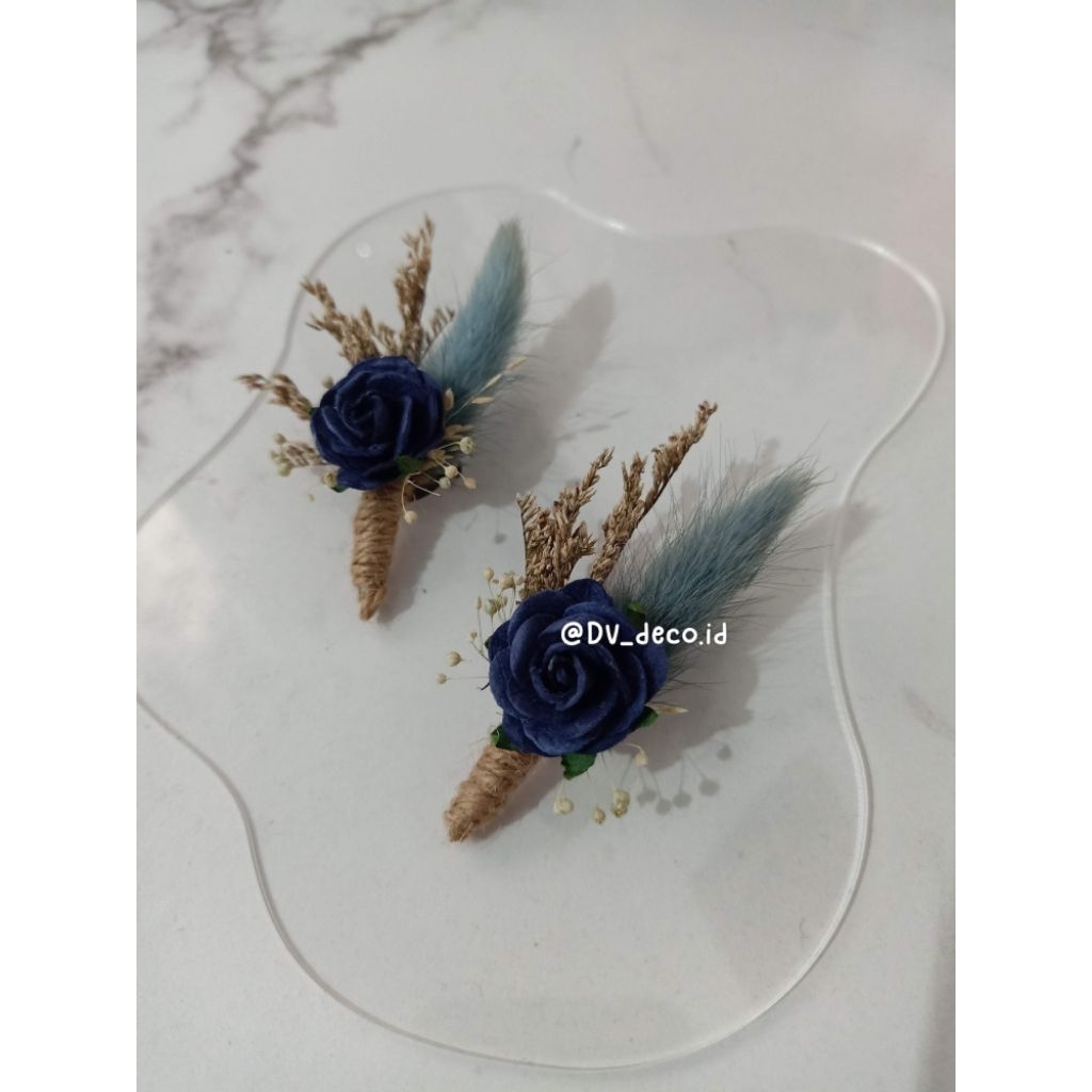 Navy Jo Wedding Corsage Korsase Boutonniere Pin Jas