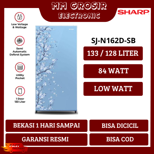SHARP KULKAS 1 PINTU 133 LITER SJ-N162D-SB SJN162DSB SJ-N162D-SH/SB/SP BEKASI MURAH GARANSI RESMI