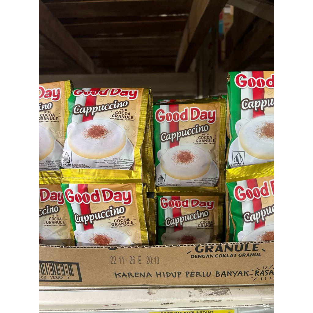 

kopi GOODDAY CAPPUCINO 1 renteng (10pcs)