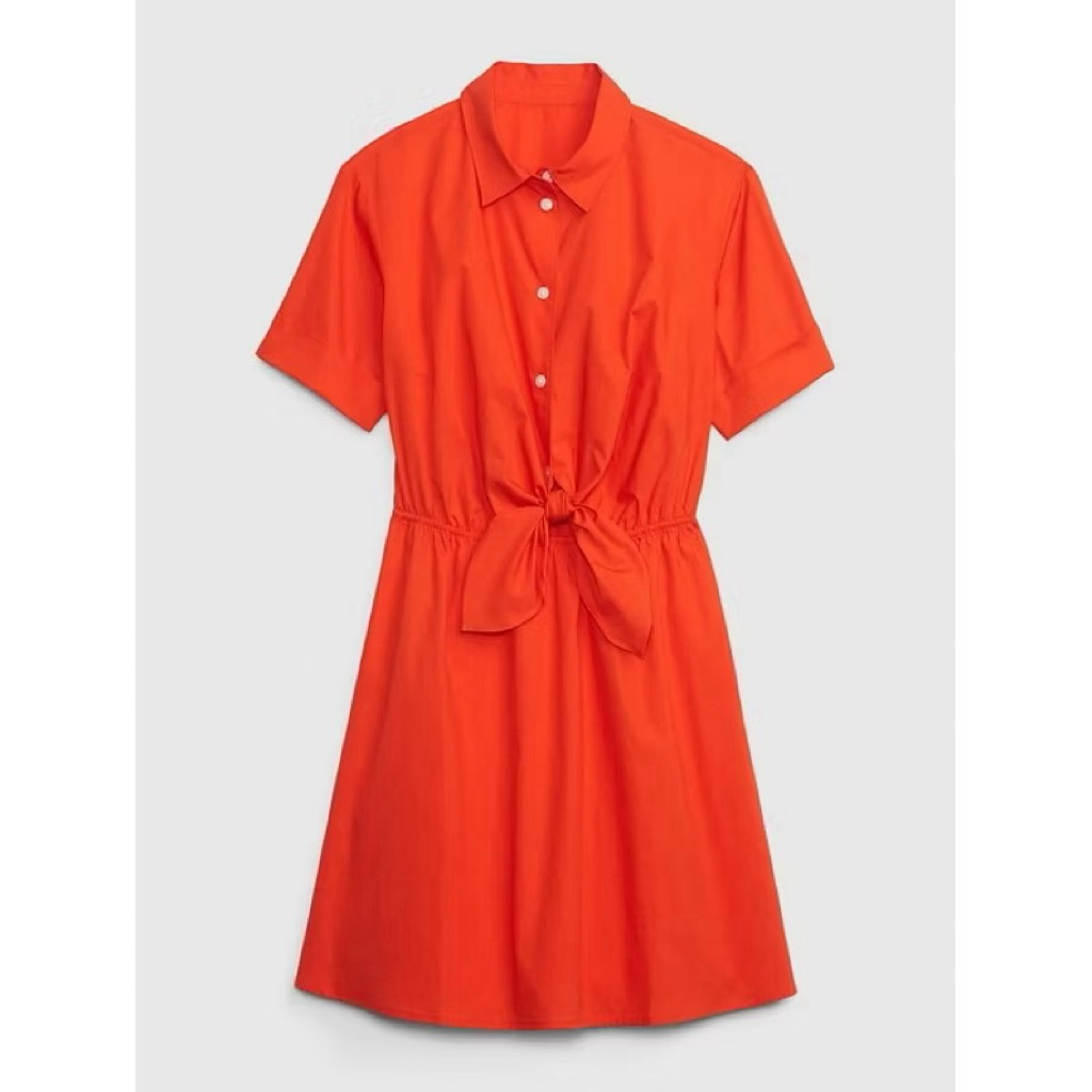 GAP Tie Front Mini Shirt Dress - Dress Gap Kerah Kemeja Ikat Depan - Dress Branded Original Sisa Eks