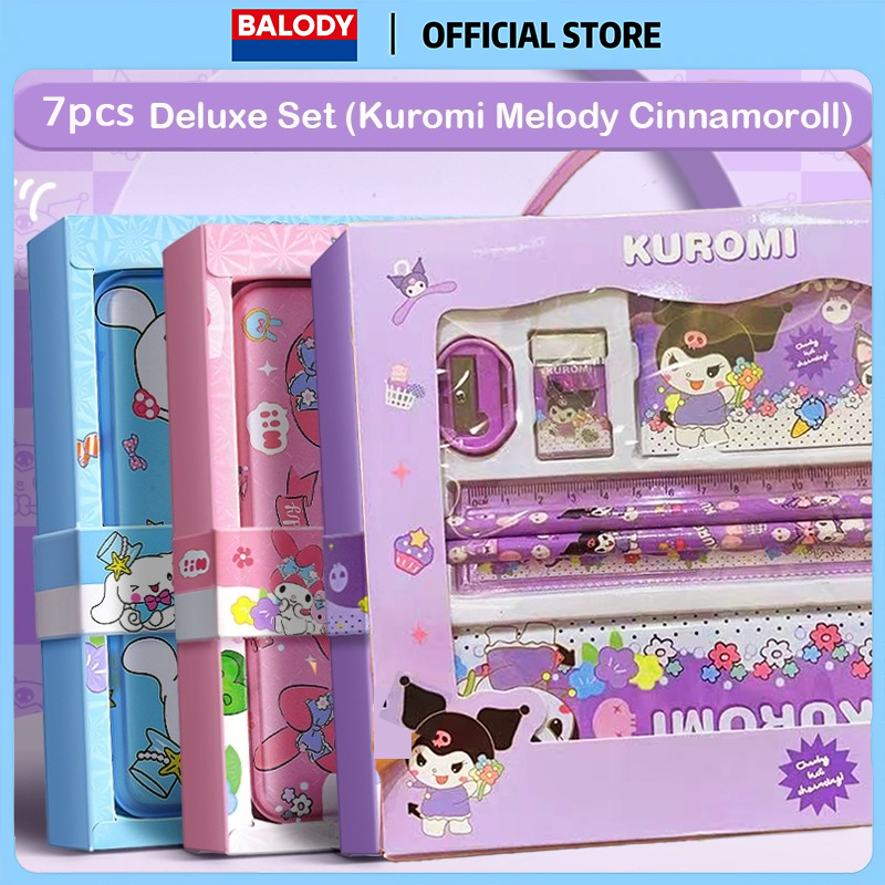 

BALODY Kotak Pensil Set Kuromi Cinnamoroll Pensil Box 7 in 1Hadiah Anak
