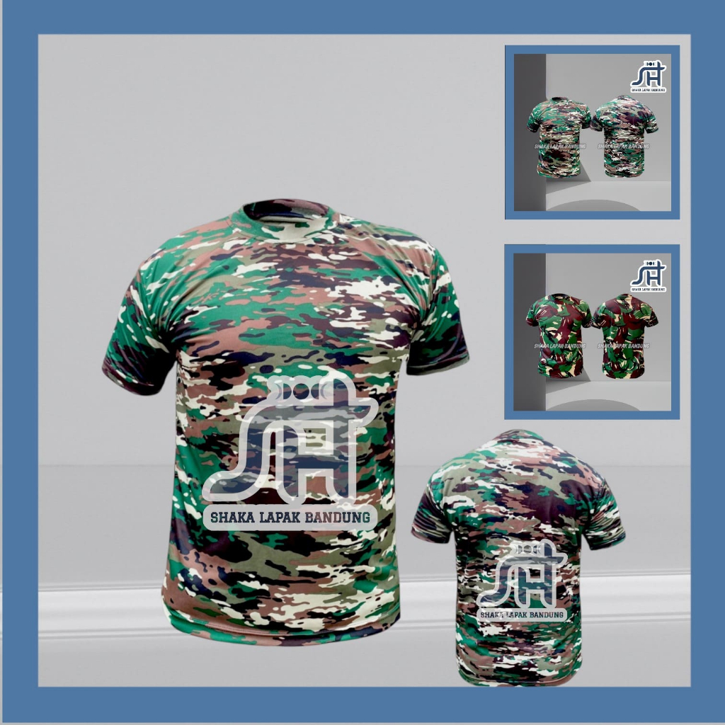SH - [READY] Kaos Loreng Pria - Baju Kaos Loreng TNI Kaos Hijau Botol Kaos Army Baju Loreng Tentara 