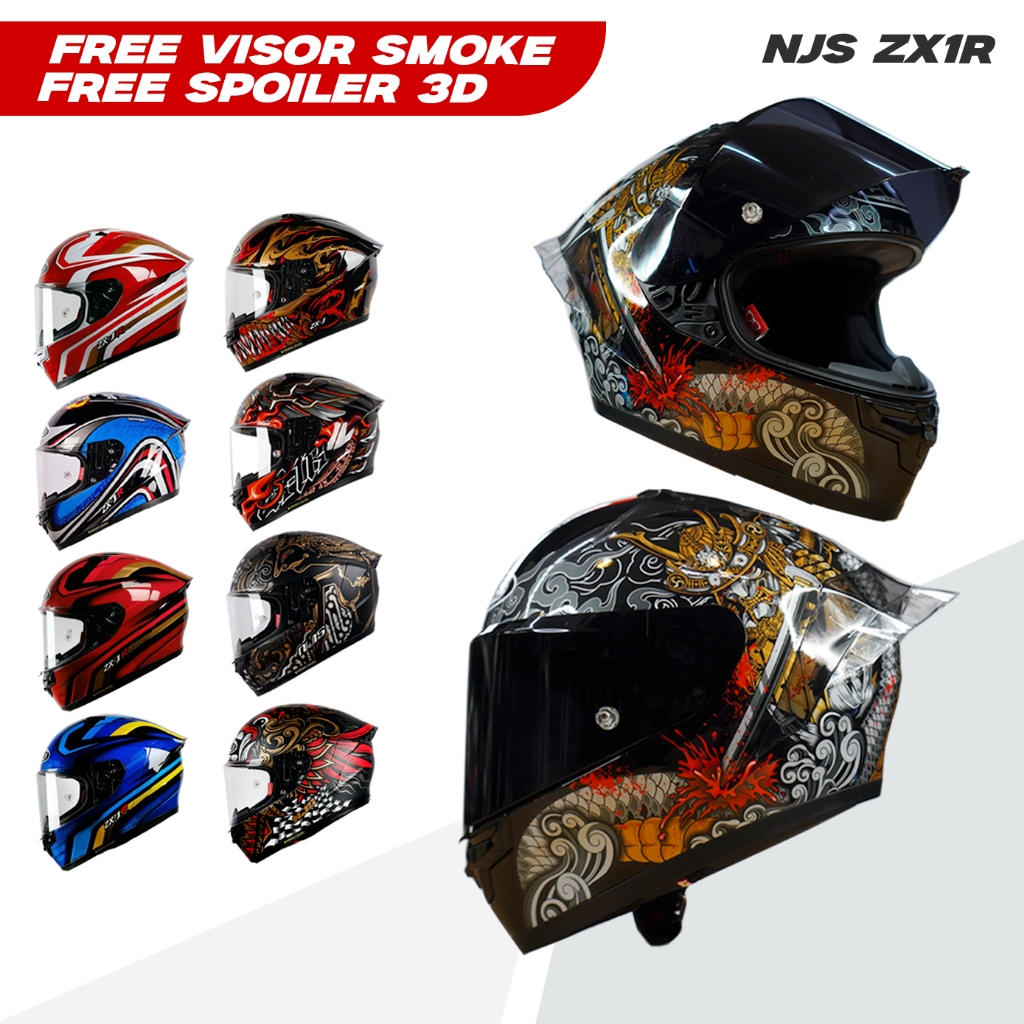 PAKET GANTENG Helm NJS ZX1R MOTIF - HELM NJS FULL FACE PAKET GANTENG