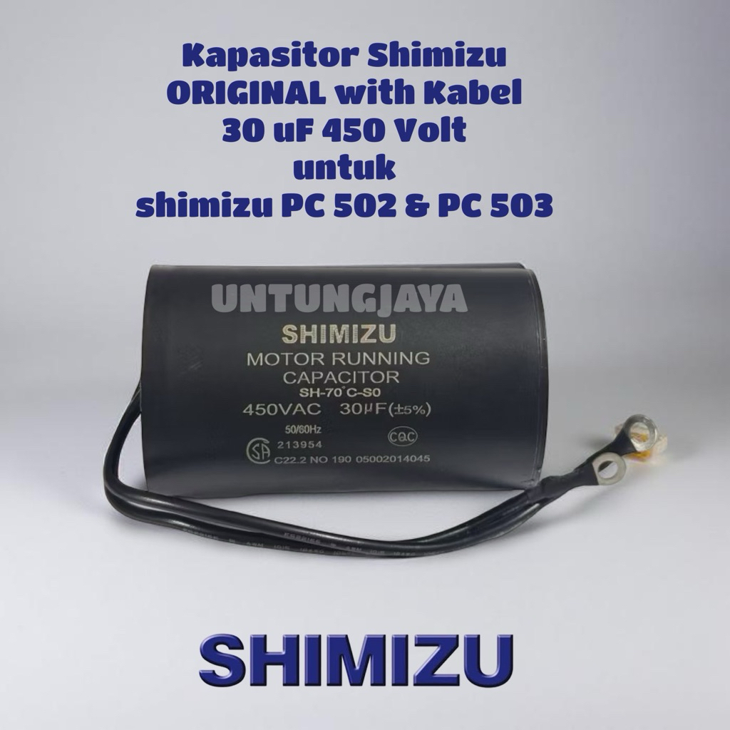 KAPASITOR BULAT KABEL SHIMIZU ORIGINAL 30 Uf 450 Volt untuk PC 502 PC 503 // RUNNING CAPACITOR SHIMI