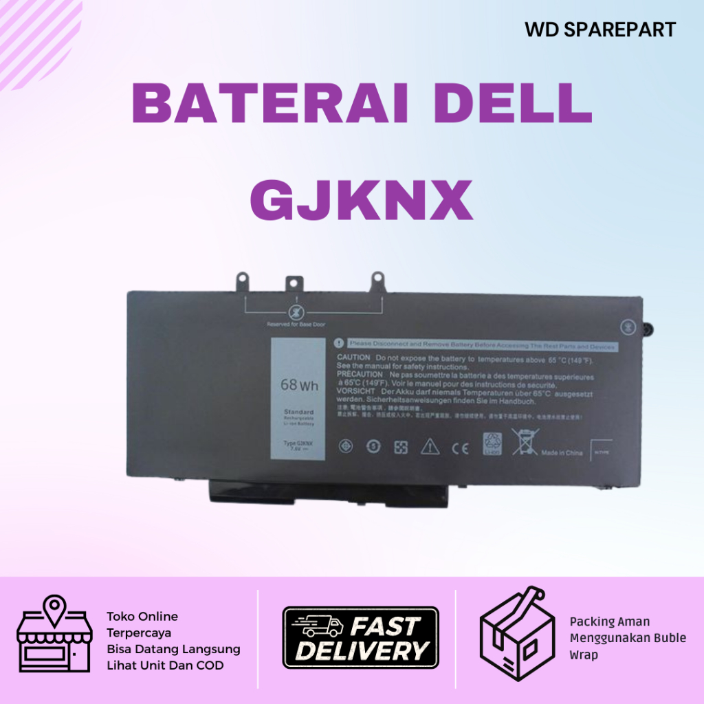 BATERAI LAPTOP DELL LATITUDE LATITUDE 5280 5285 5290 5480 5490 P27S GJKNX