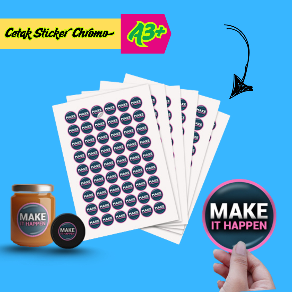 

Cetak Cutting Stiker Label Vinyl Chromo Transparan Sticker Kemasan Label Makanan Minuman Produk