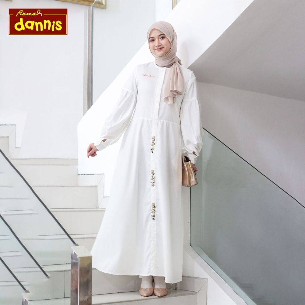 Dannis d'Chrysan Gamis Putih Baju Muslimah Remaja dan Dewasa