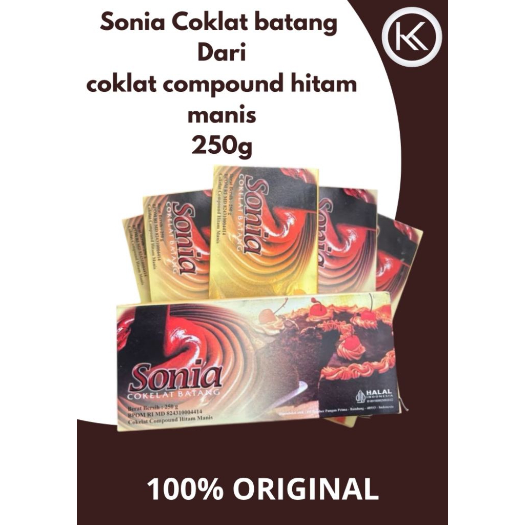 

Khanza Coklat Batang Sonia Cokelat Compound Dark Chocolate Kemasan 250gram