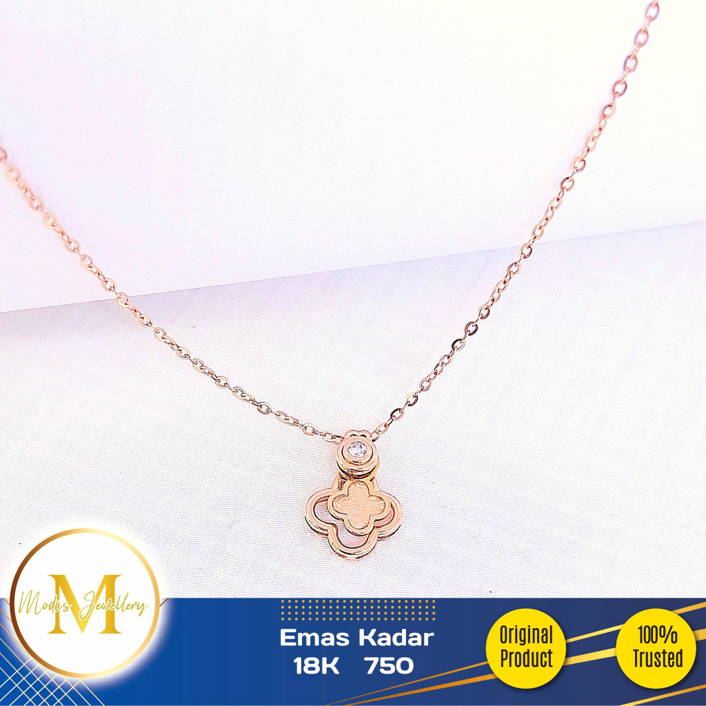 MODIS JEWELLERY - Kalung Clover Italy AU Rosegold - Emas 18k  750