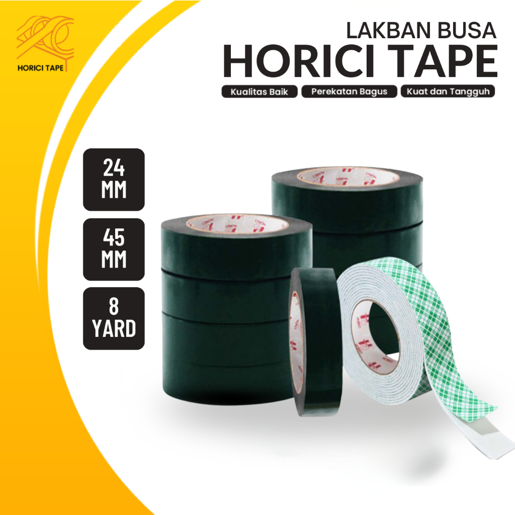 

HORICI 6PCS DOUBLE TAPE BUSA FOAM 24MM 8Y 45MM 8Y ISOLASI BUSA 2 SISI LAKBAN DOUBLE BUSA HIJAU