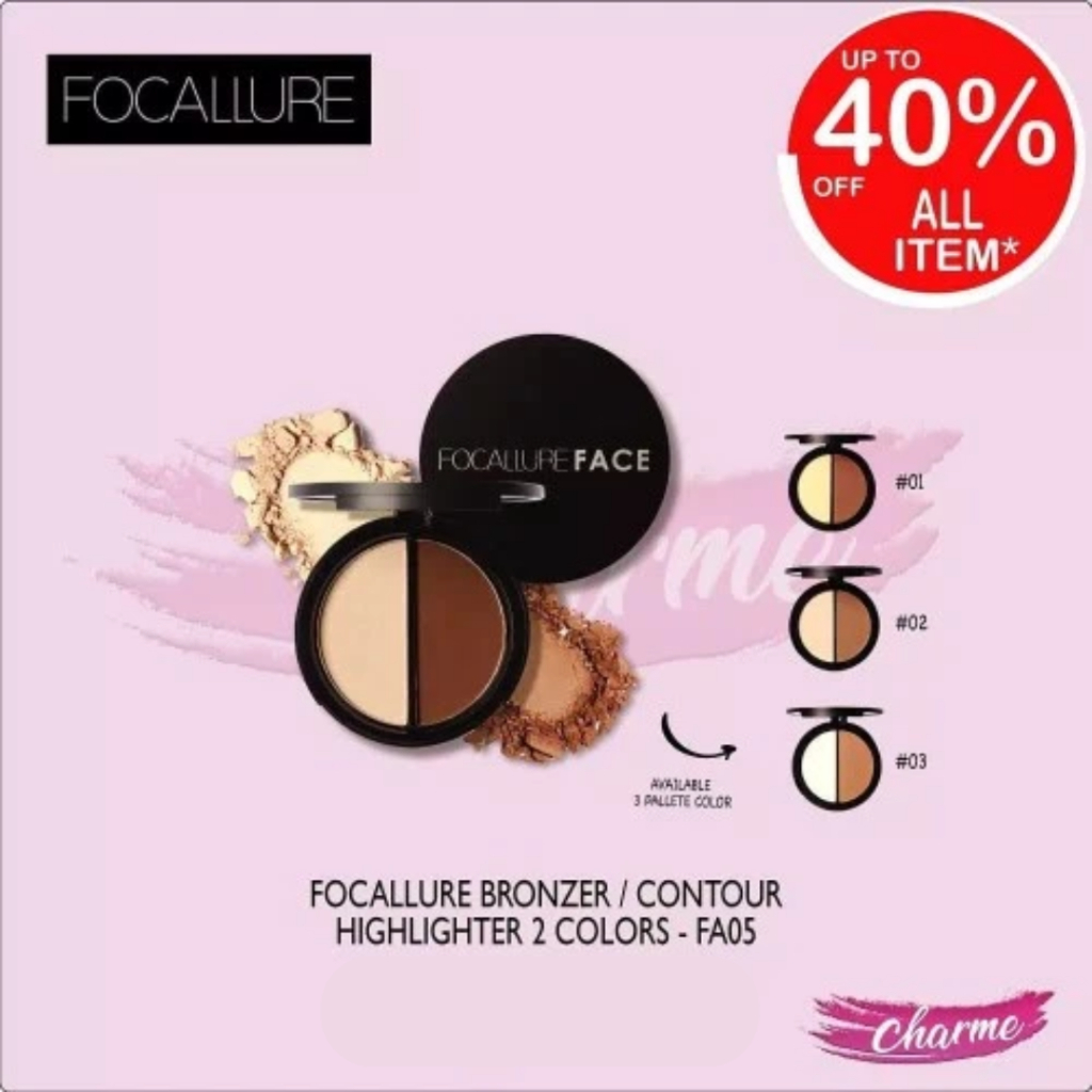 (READY & ORI) Focallure Contour & Highlighter Duo Powder Cake 2 color FA 05 FA05