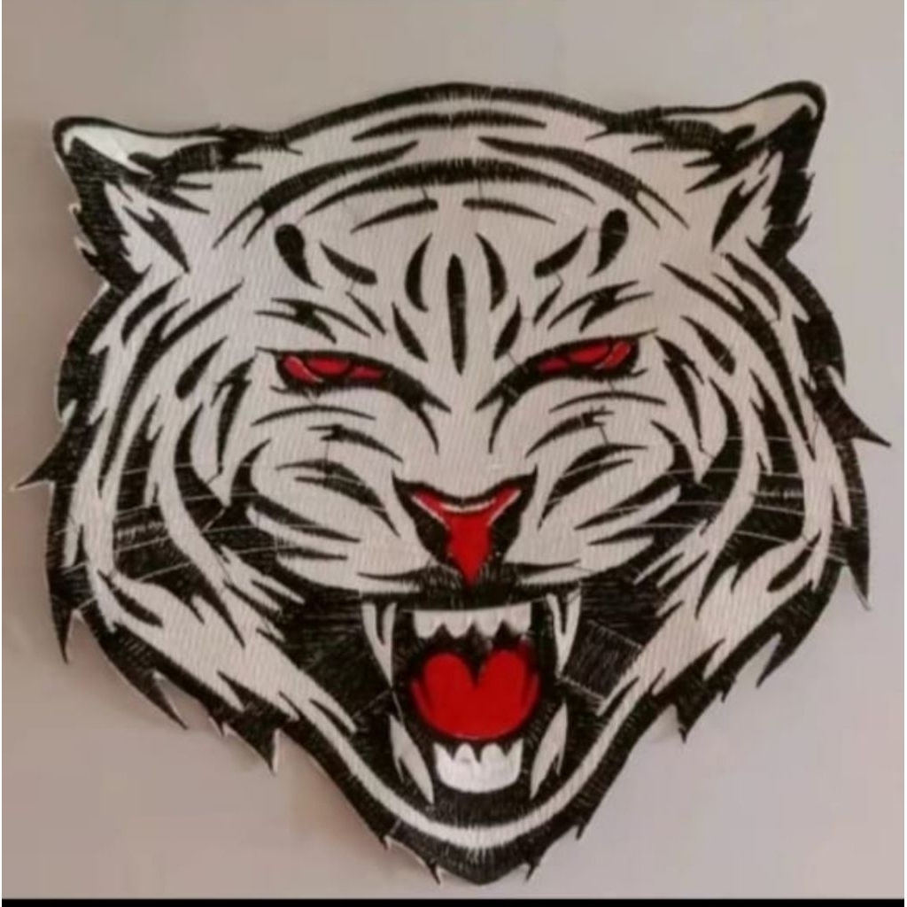 LOGO BORDIR KEPALA MACAN PUTIH UNTU DI PUNGGUNG