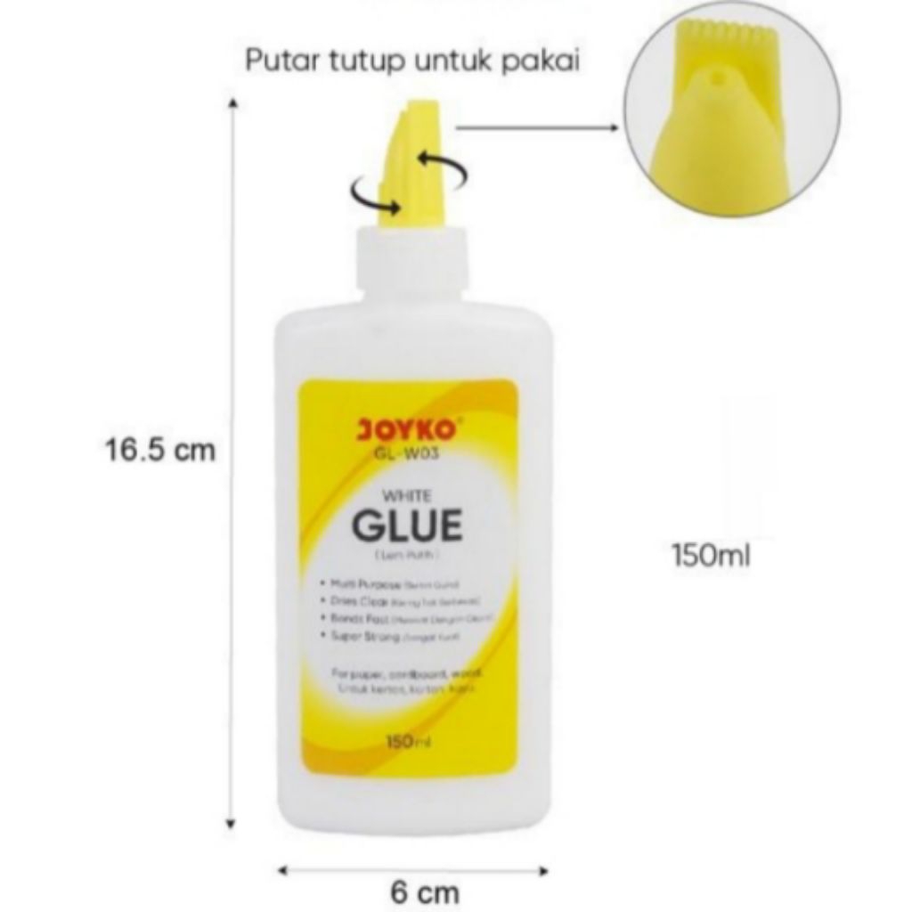 

Lem Putih 150 ml Cair Kertas White Liquid Glue