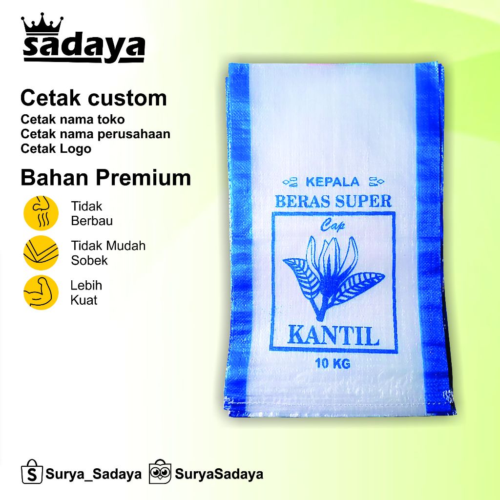 Sablon Karung transparan 35x53 cm Custom Karung 10kg Cetak Karung Plastik Sablon Karung Beras Karung