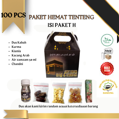 

Oleh Oleh Haji/Umroh 100 pcs Paket H Dus Teng teng, Botol+Air zam zam, Kurma, Kacang Arab, Kismis, chandni