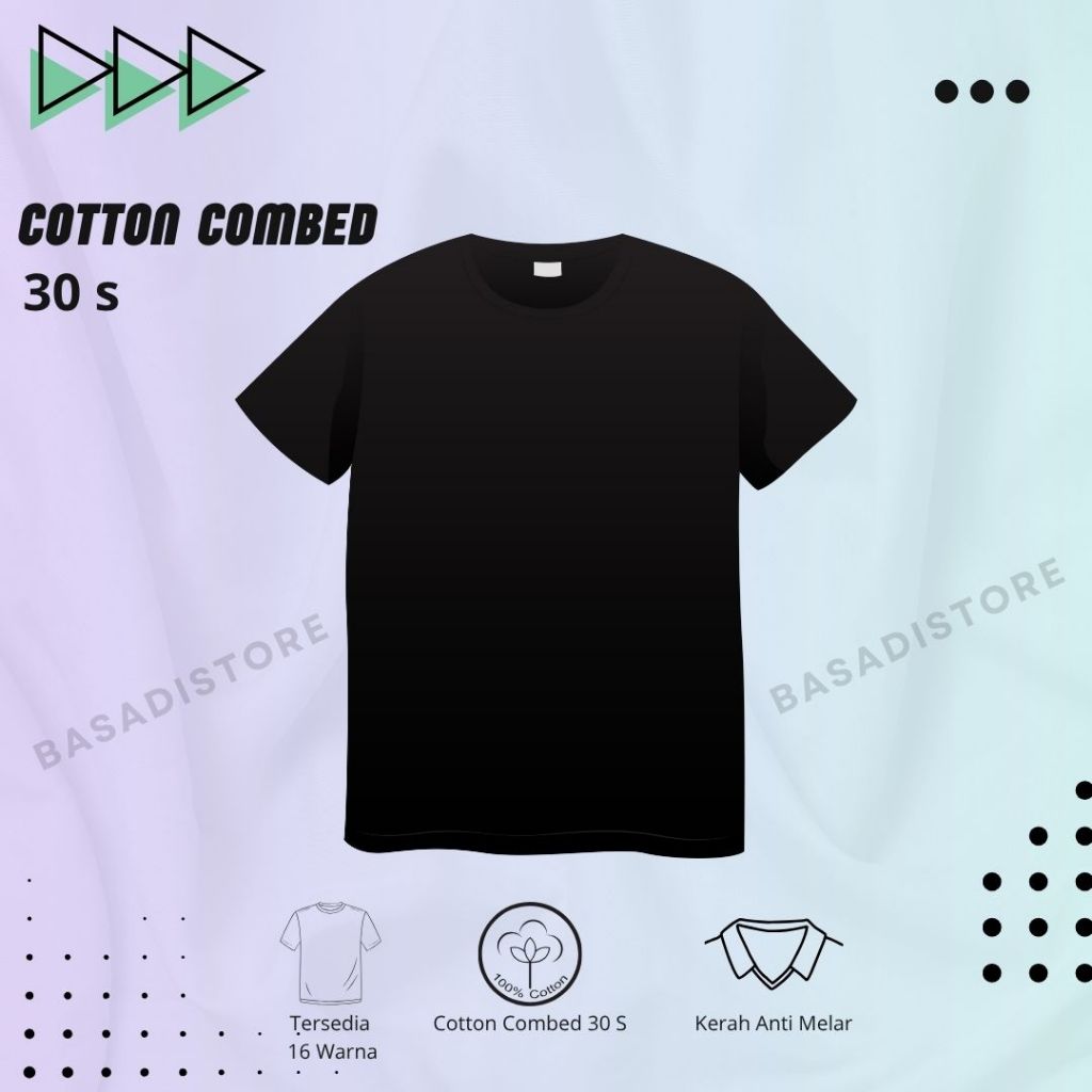 Kaos Hitam Cotton Combed 30 s
