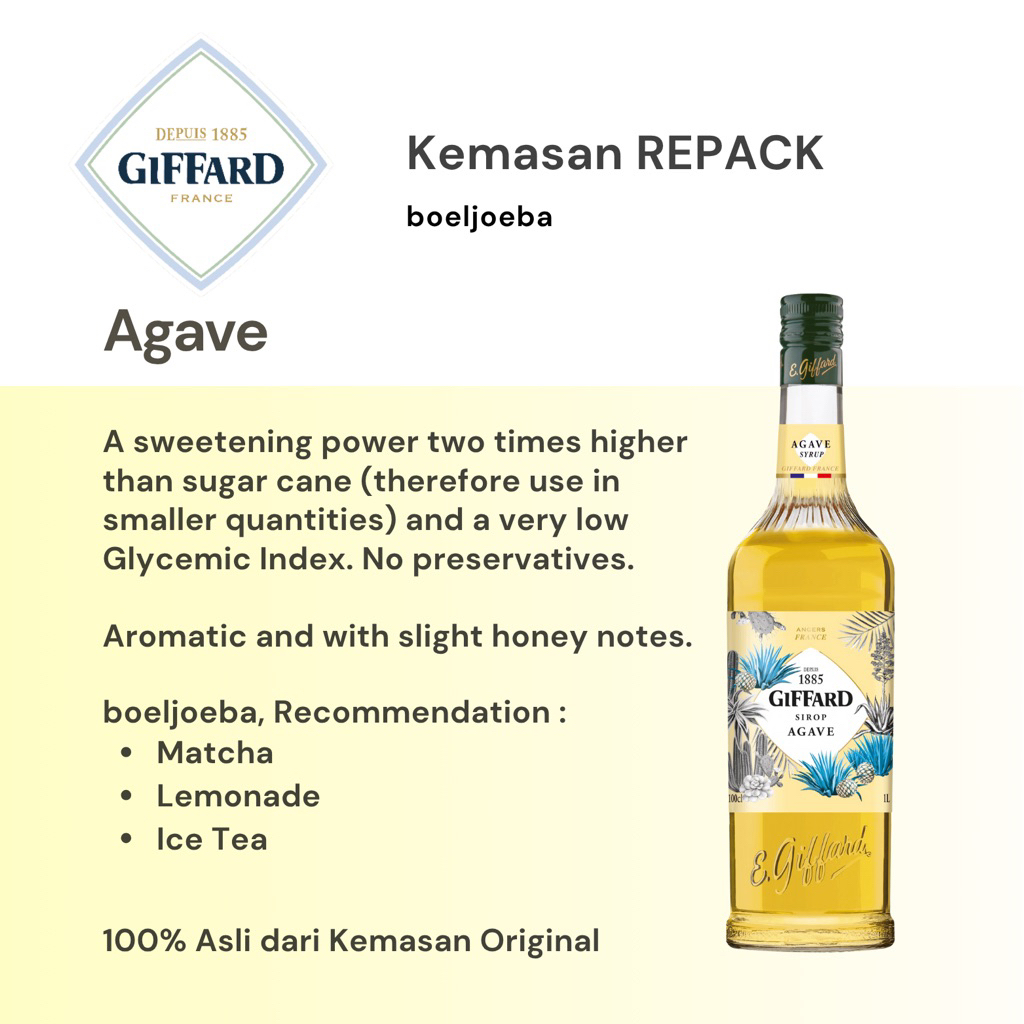 

Giffard Agave Syrup Repack [30] g / A great companion to matcha!