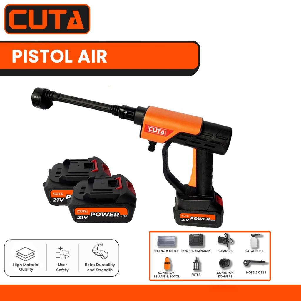 CUTA Alat Cuci Mobil Pistol Air Tekanan Tinggi Alat Portable Nirkabel Cuci Steam Baterai Lithium